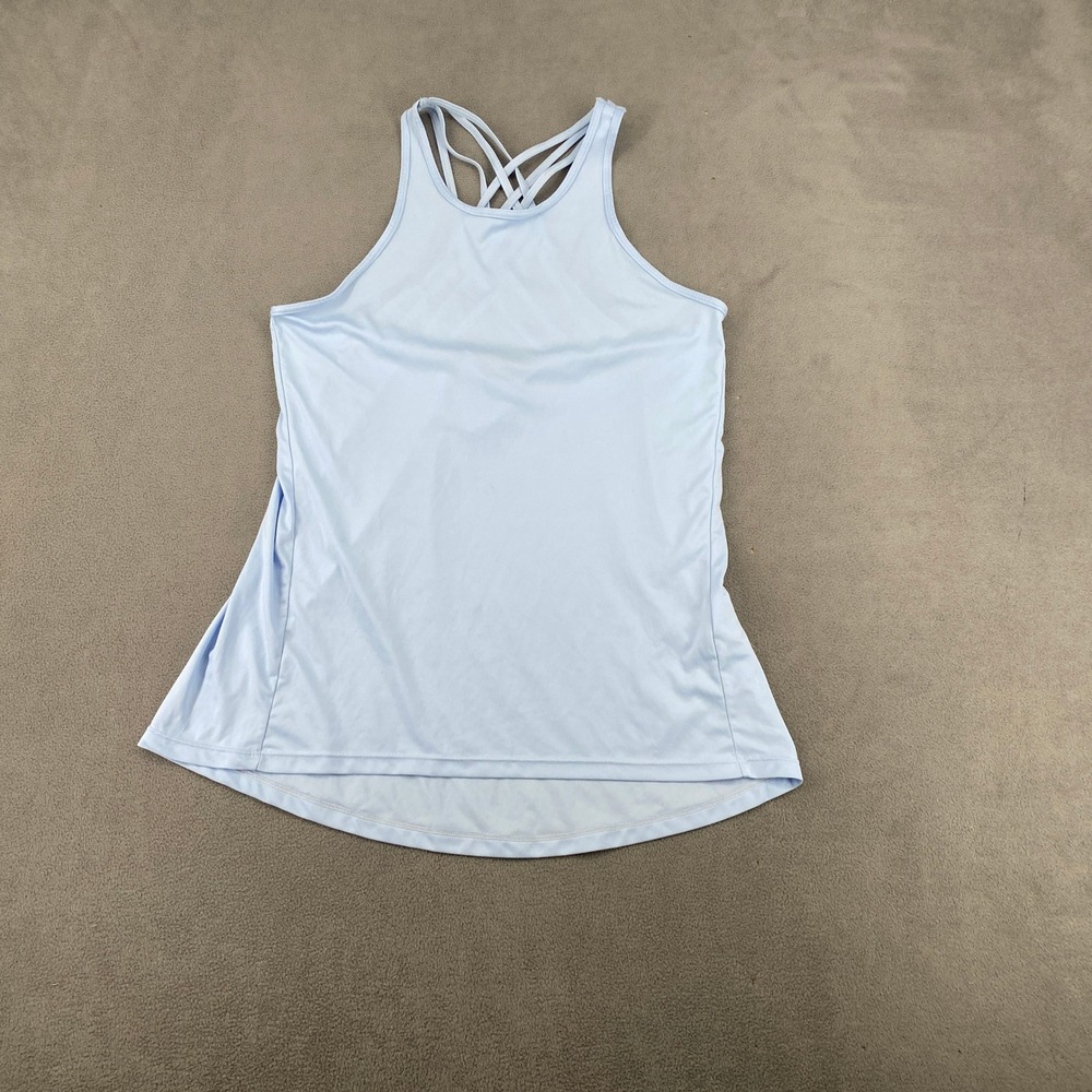 IdealFit Womens Activewear Tank Top Light Blue Strappy Crisscross Back Size M